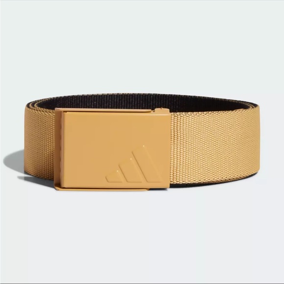 ADIDAS GOLF Reversible Webbing Belt OAT (GOLD) / BLACK OSFM NWT RARE COLOR - Picture 4 of 6